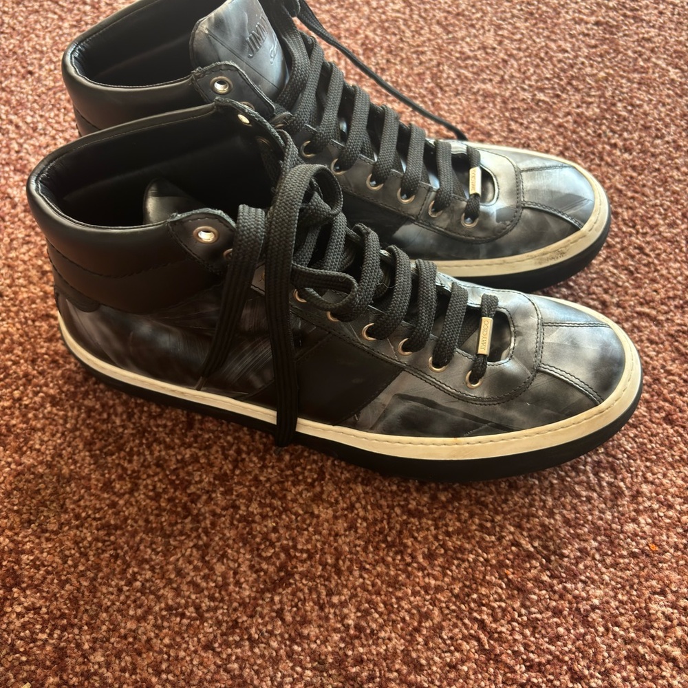 Jimmy Choo Black and Gray High-Top Sneakers
